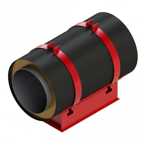 Опора скользящая хомутовая для труб в ППУ изоляции и оцинкованной оболочке 820х975х1300 мм ГОСТ 30732-2006